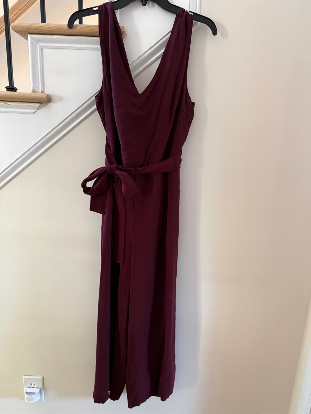 Le Lis jumpsuit in Burgundy with cut out back and Waist Tie